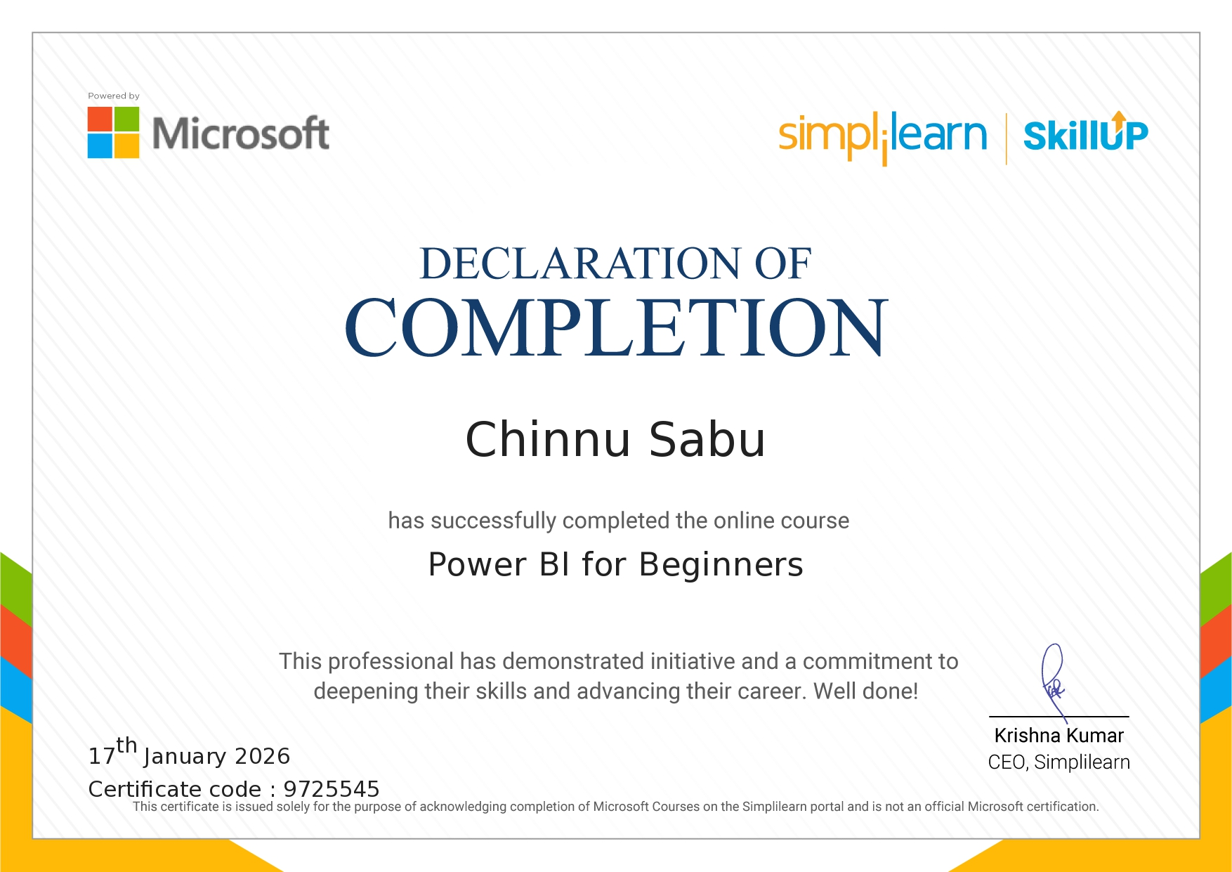 Microsoft Power BI Certficate